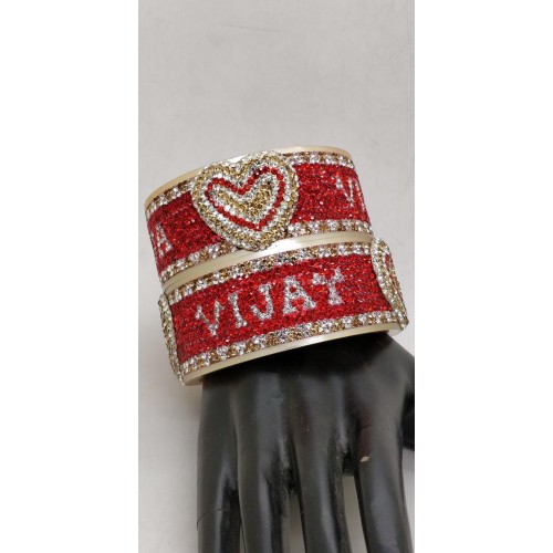Personalised broad bangles with 3d heart  